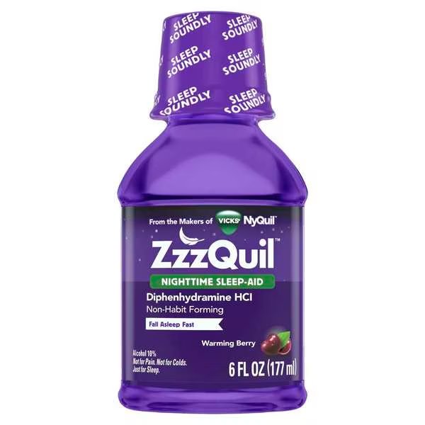ZzzQuil Night Time Sleep Aid Liquid 6 fl. oz., PK12, Vicks, Mfr#: 01550